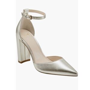 Marc Fisher LTD Arnette Ankle Strap Pointed Toe Pump Gold 710 Women’s Size 8.5